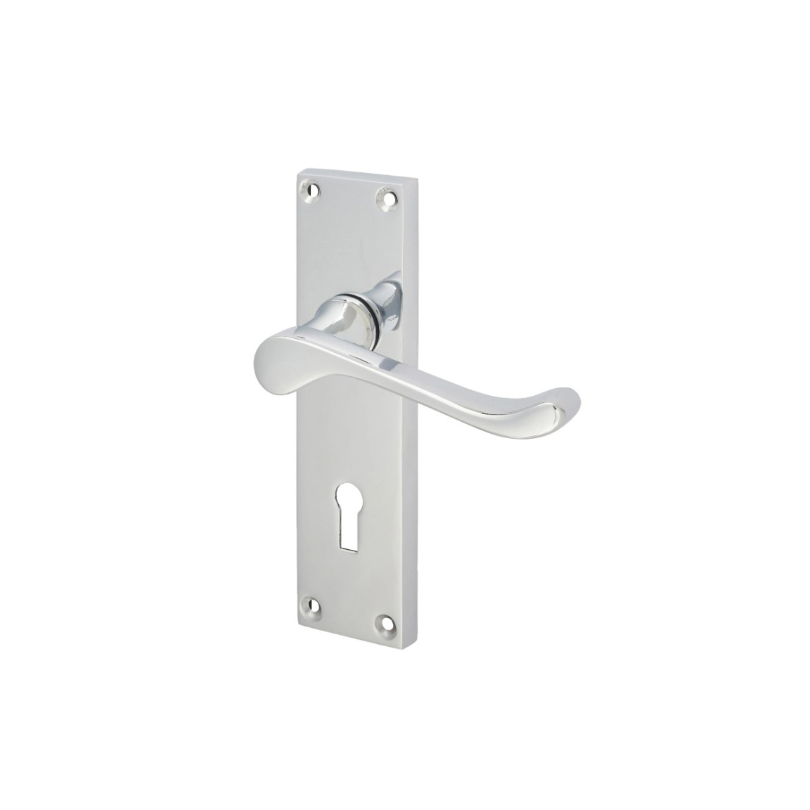 Touchpoint-Victorian-Scroll-Lock-Door-Handle-Keyhole-155-x-42mm-Polished-Chrome-378256-IMAGE-1.jpg