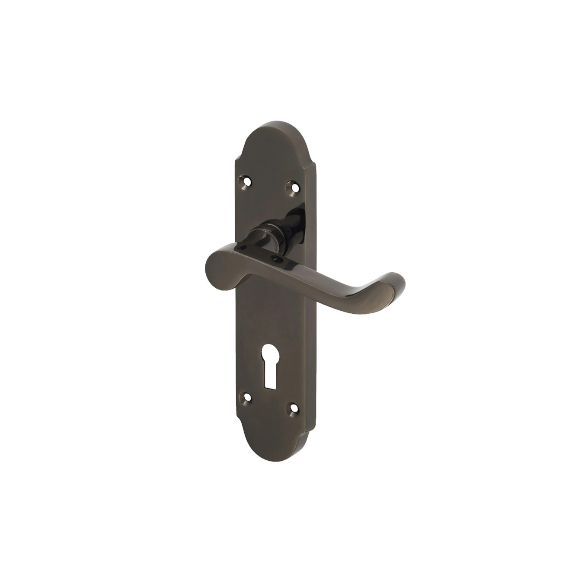 Touchpoint Victorian Summer Lock Door Handle - Keyhole - 168 x 40mm - Black Nickel 135906 IMAGE 1