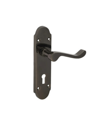 Touchpoint Victorian Summer Lock Door Handle - Keyhole - 168 x 40mm - Black Nickel 135906 IMAGE 3
