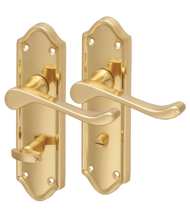 Ashmead Door Handle - Bathroom Set - Polished Brass - 168 x 46mm
