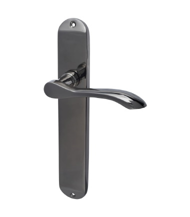 Black Nickel Latch Door Handles - Long Plate - Altea Range - 240 x 40mm