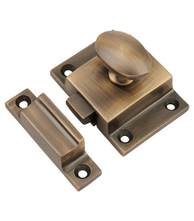 Box Style Cupboard Catch - 55 x 40 x 35mm - Antique Brass