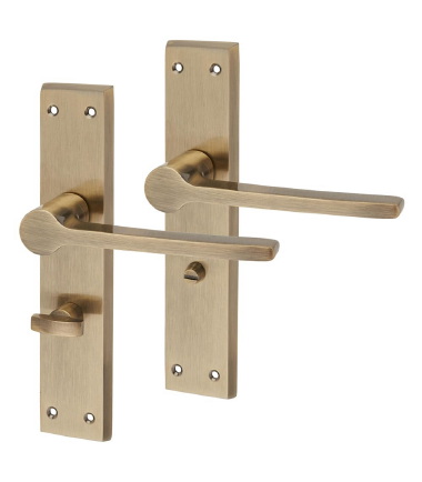 Farley Bathroom Door Handle - 200 x 42mm - Antique Brass