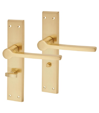 Farley Bathroom Door Handle - 200 x 42mm - Satin Brass