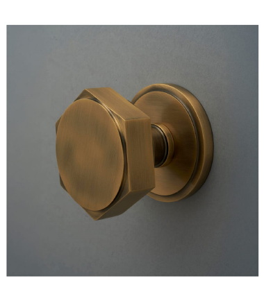 Hexagonal Centre Door Knob - 80mm Rose Diameter - Antique Brass ....4