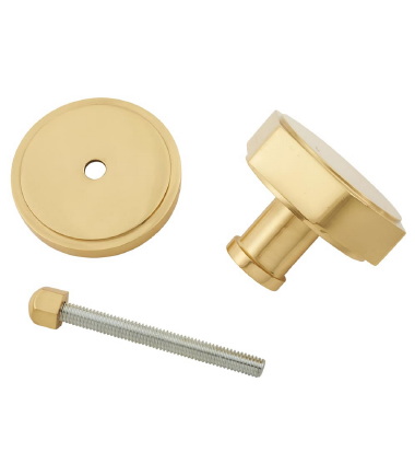 Hexagonal Centre Door Knob - 80mm Rose Diameter - Polished Brass ...3