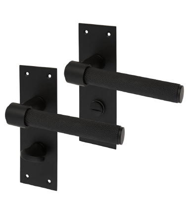 Loxley Knurled Bathroom Door Handle - 150 x 50mm - Matt Black