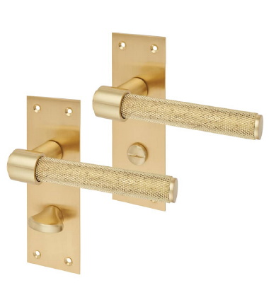 Loxley Knurled Bathroom Door Handle - 150 x 50mm - Satin Brass