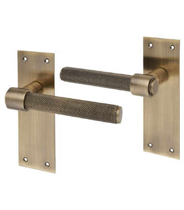 Loxley Knurled Latch Door Handle - 150 x 50mm - Antique Brass