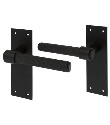 Loxley Knurled Latch Door Handle - 150 x 50mm - Matt Black