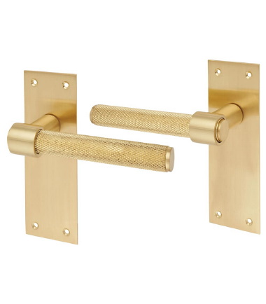 Loxley Knurled Latch Door Handle - 150 x 50mm - Satin Brass