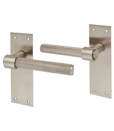 Loxley Knurled Latch Door Handle - 150 x 50mm - Satin Nickel