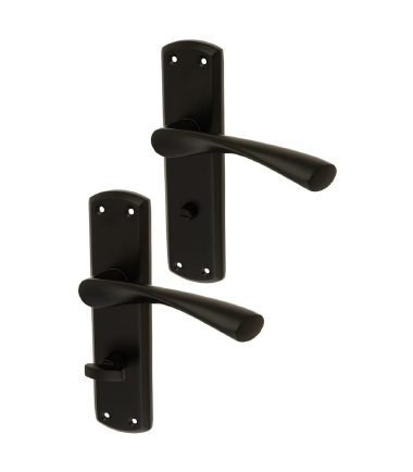 Matt Black Bathroom Door Handles - Monza Range - 175 x 45mm