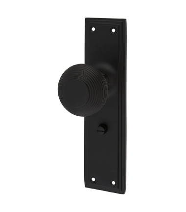 Miller Reeded Knob on Backplate - Bathroom - 205 x 52mm - Matt Black ...3