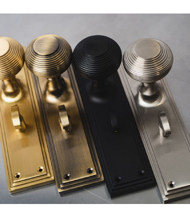 Miller Reeded Knob on Backplate - Bathroom - 205 x 52mm - Matt Black ....6