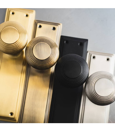 Miller Reeded Knob on Backplate - Latch - 205 x 52mm - Matt Black ...4
