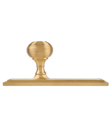 Miller Reeded Knob on Backplate - Latch - 205 x 52mm - Satin Brass ...2