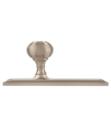 Miller Reeded Knob on Backplate - Latch - 205 x 52mm - Satin Nickel ...2