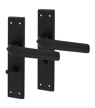 Norley Bathroom Door Handle - 200 x 42mm - Matt Black