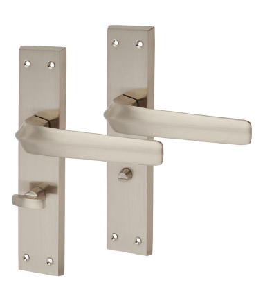 Norley Bathroom Door Handle - 200 x 42mm - Satin Nickel