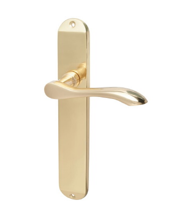 Polished Brass Latch Door Handles - Long Plate - Altea Range - 240 x 41mm...3