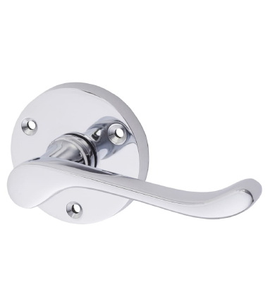 Polished Chrome Scroll Door Handles on Round Rose