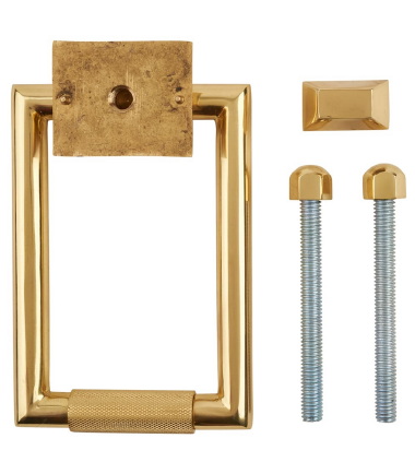 Rectangular Knurled Door Knocker - 145 x 100mm - Polished Brass ....3