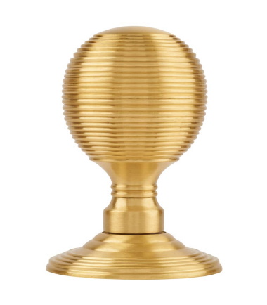 Reeded Beehive Mortice Door Knob - 60mm Rose Diameter - Satin Brass ....2