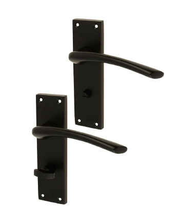 Rimini Bathroom Door Handle - Matt Black - 151 x 42mm