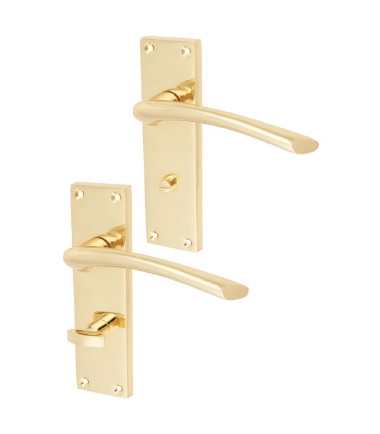 Rimini Bathroom Door Handle - Polished Brass - 151 x 42mm