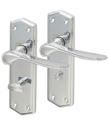 Rome Door Handle - Bathroom Set - Polished Chrome - 170 x 50mm