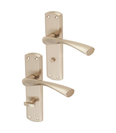 Satin Nickel Bathroom Door Handles - Monza Range - 175 x 45mm