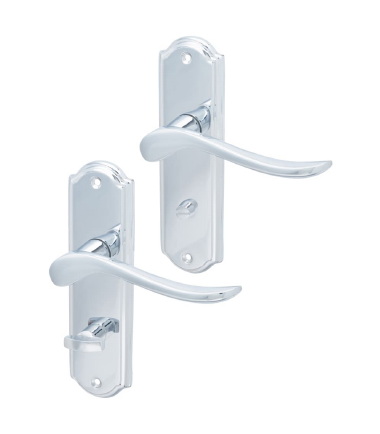 Turin Door Handle - Bathroom Set - Polished Chrome - 170 x 46mm