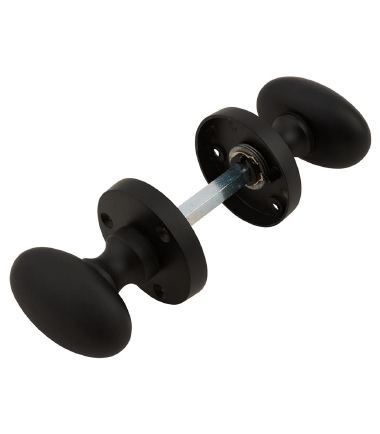 Victorian Oval Mortice Door Knob - 61mm Rose Diameter - Matt Black ....4