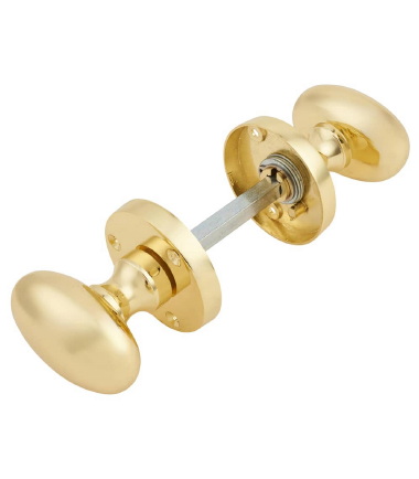 Victorian Oval Mortice Door Knob - 61mm Rose Diameter - Polished Brass ....4