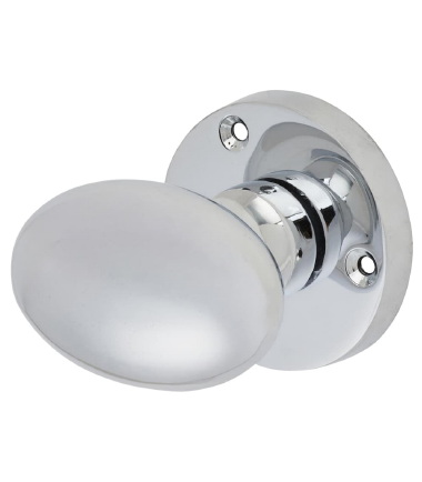 Victorian Oval Mortice Door Knob - 61mm Rose Diameter - Polished Chrome