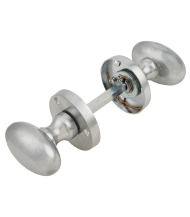 Victorian Oval Mortice Door Knob - 61mm Rose Diameter - Satin Chrome ....4