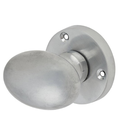 Victorian Oval Mortice Door Knob - 61mm Rose Diameter - Satin Chrome