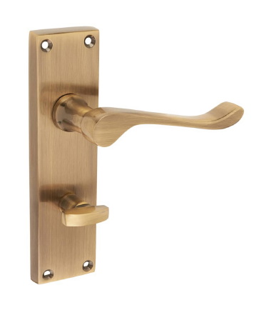 Victorian Scroll Bathroom Door Handle - Antique Brass - 155 x 42mm ....5