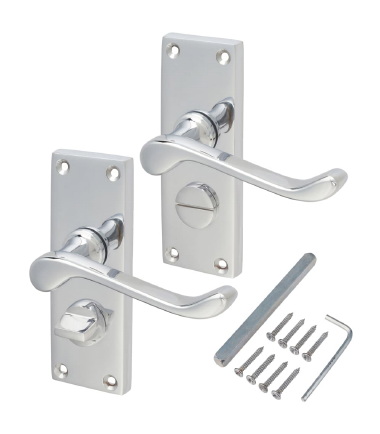 Victorian Scroll Door Handle - Privacy Set - Polished Chrome - 118 x 42mm ...2
