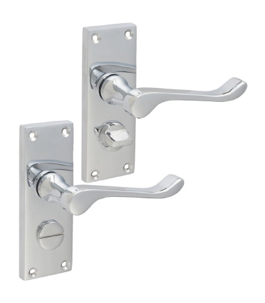 Victorian Scroll Door Handle - Privacy Set - Polished Chrome - 118 x 42mm ...3