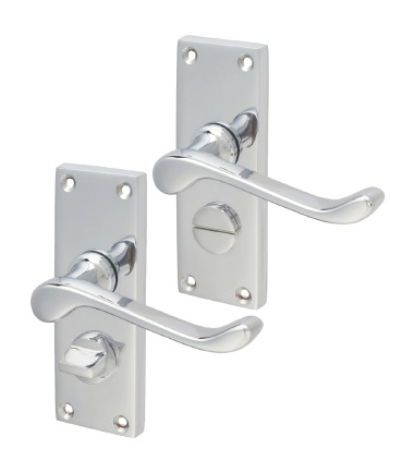 Victorian Scroll Door Handle - Privacy Set - Polished Chrome - 118 x 42mm
