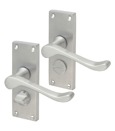 Victorian Scroll Door Handle - Privacy Set - Satin Chrome - 118 x 42mm