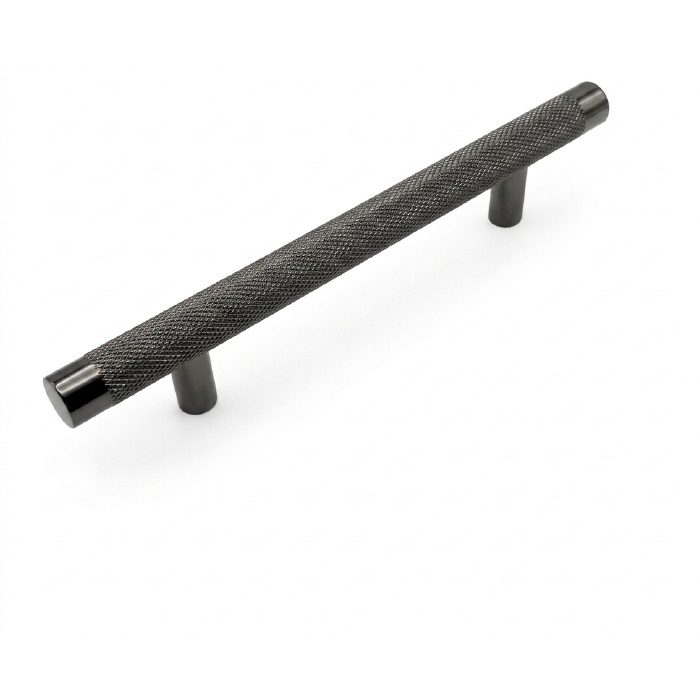 Knurling T-Bar Cabinet Handle - Length- 155mm - Chrome Black